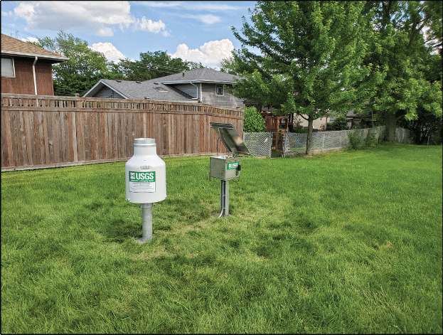 Photograph of the Rain Gage at Oak Forest, Illinois.