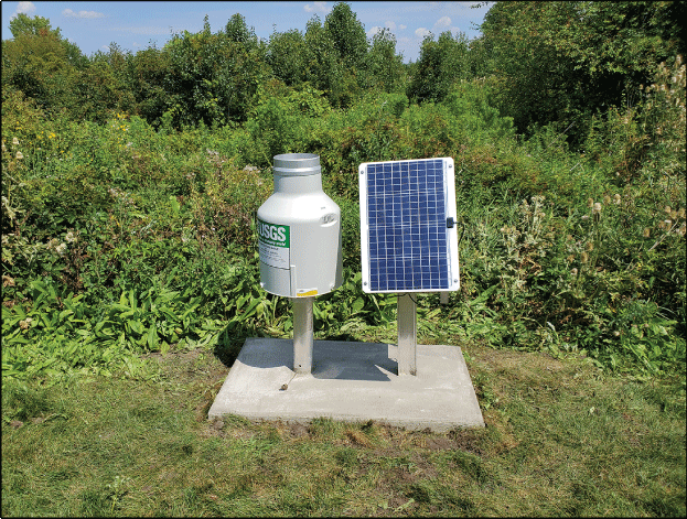Photograph of the north view of the Rain Gage at Matteson, Illinois.