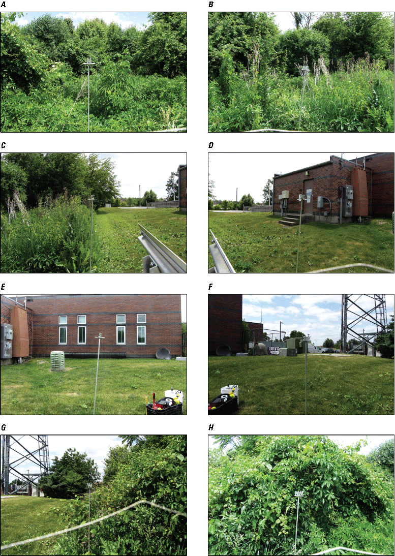 Eight photographs, one every 45 degrees from north at Rain Gage at Matteson, Illinois.