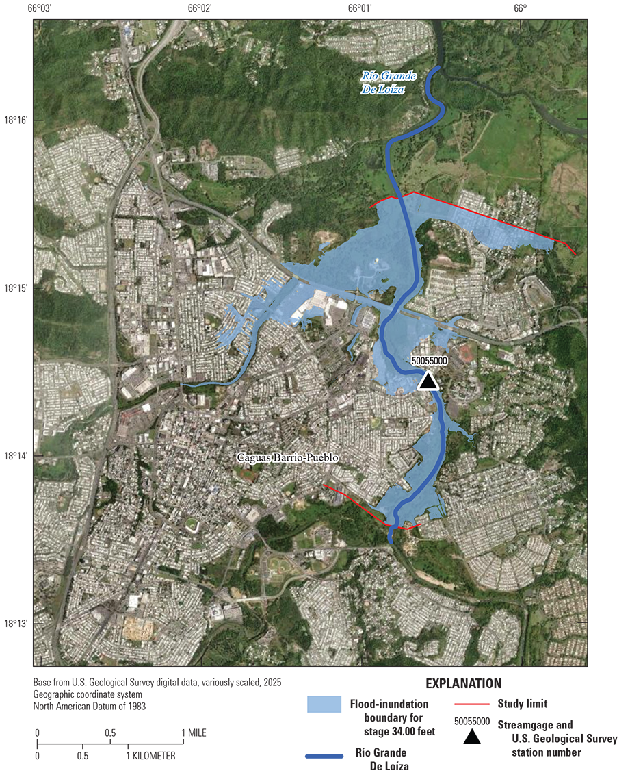 The area around Río Grande De Loíza is flooded. Undeveloped areas, urban areas, many
                              roads and some bridges are flooded in Caguas, Puerto Rico.