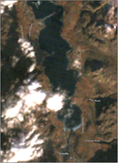 Surrounding land features are shown.