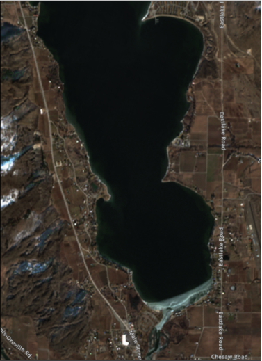 Osoyoos Lake and surrounding land features are shown.