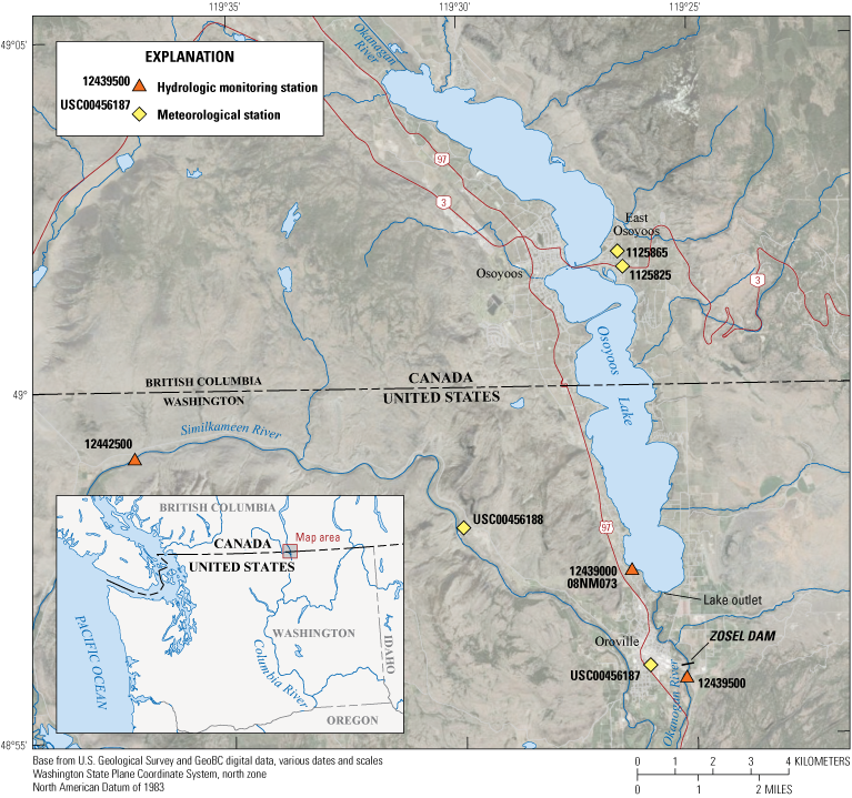 The entirety of Osoyoos lake is mapped.