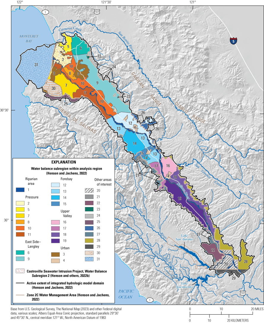 16. Most water balance subregions are continuous and confined to the south side of
                           the Salinas River.