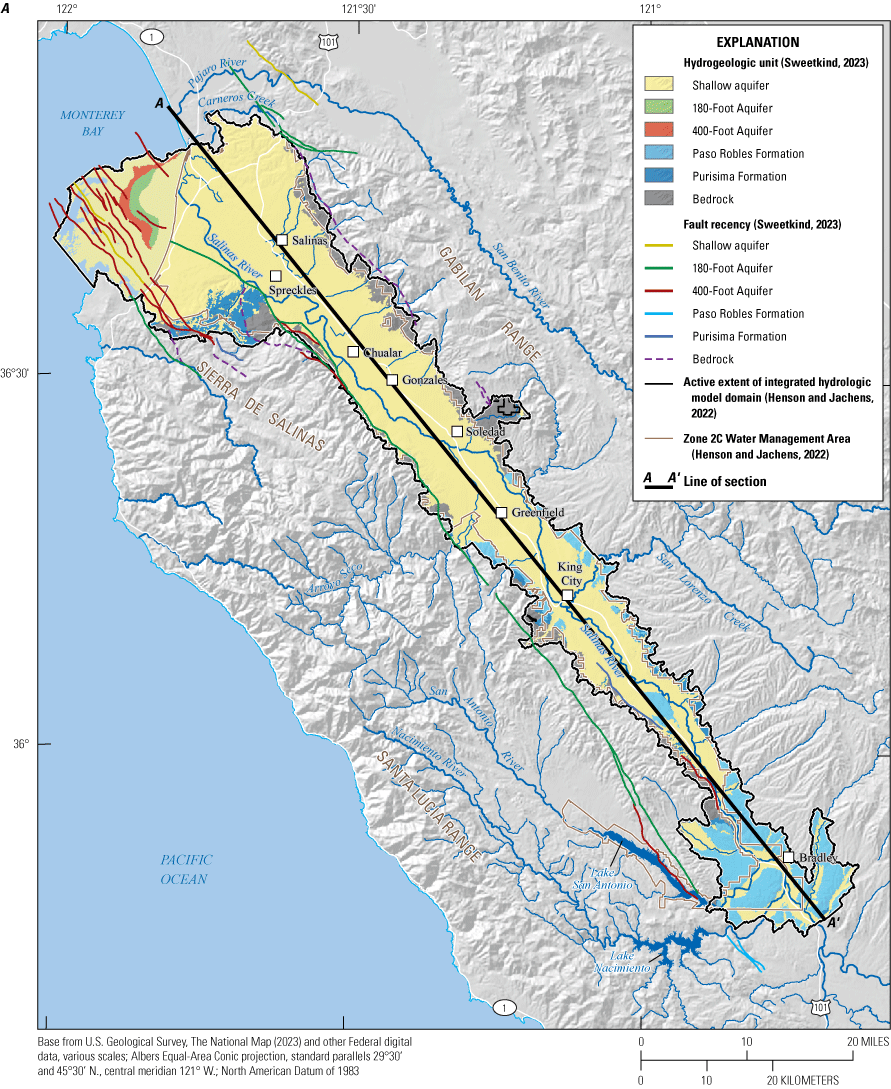 22. The shallow aquifer is the primary unit at the surface in the active model domain.
                           Only the shallow aquifer and Paso Robles Formation and older units extend throughout
                           the valley.