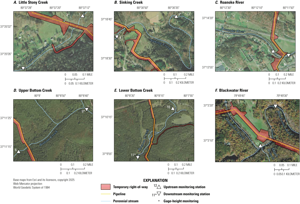River distances differ among the monitoring locations. Bottom Creek has more forest
cover. Roanoke River has most infrastructure.