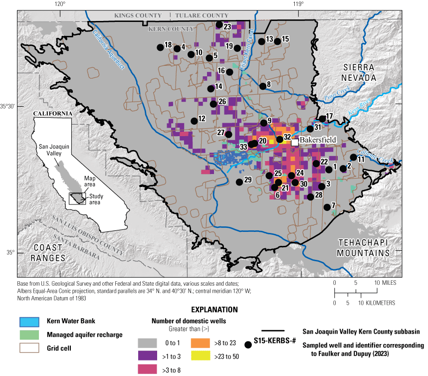 1.	Map of domestic wells sampled for water quality in the Kern County subbasin.