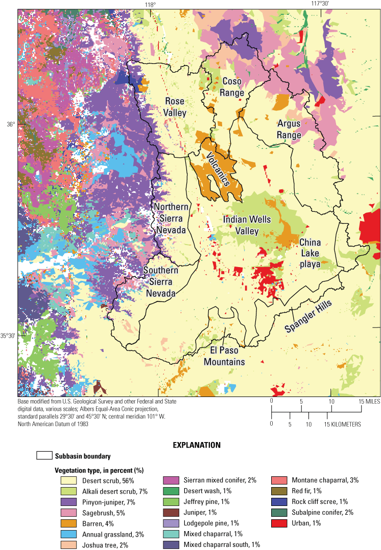 2. Indian Wells Valley, California, vegetation types. The area is mostly covered with
                        desert scrub.