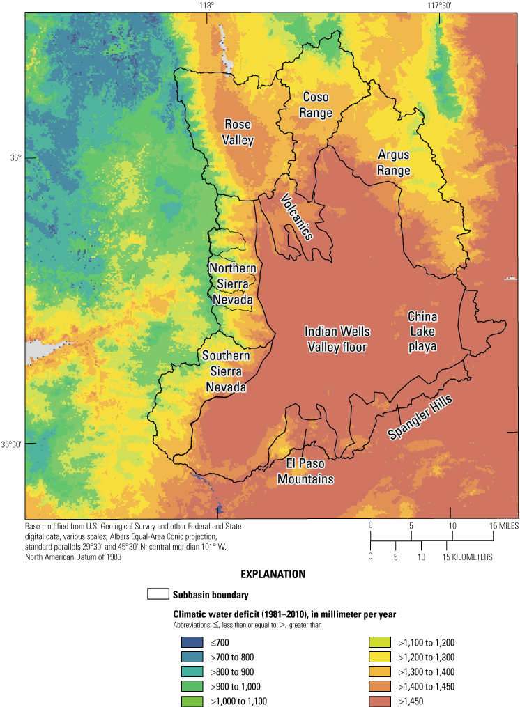 9. Average estimated annual climatic water deficit for Indian Wells Valley, California.
