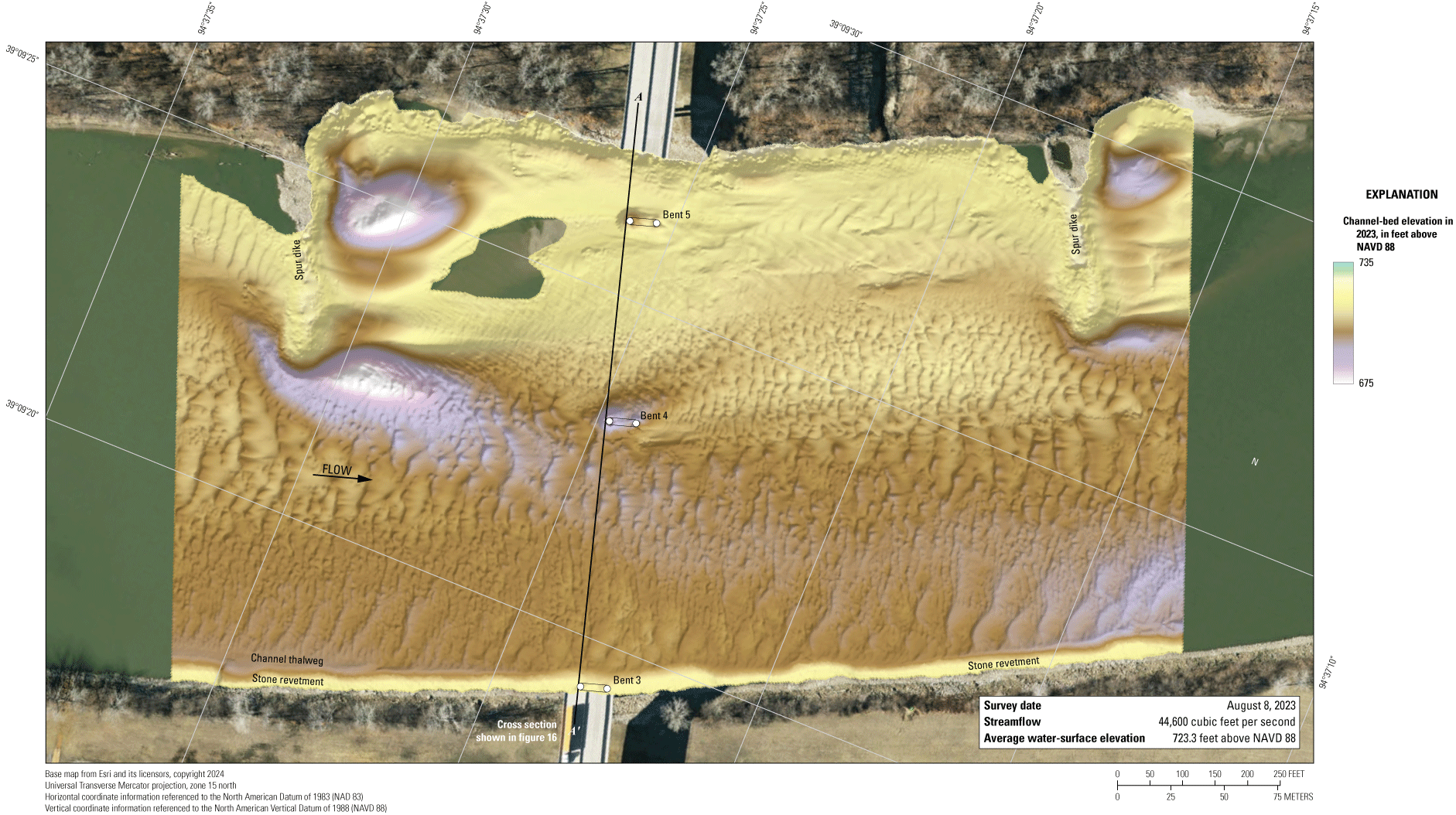 The Missouri River channel bottom at the U.S. Highway 69 bridge in Kansas City on
August 8, 2023.