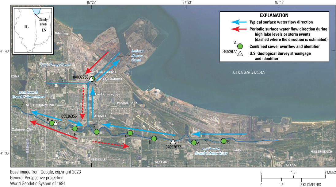 The river and canal may change flow direction depending on Lake Michigan water levels,
storms, and combined sewer overflows.