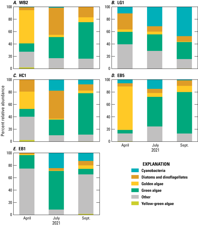 At each site, algal groupings were distinct and temporal shifts in abundance were
evident.
