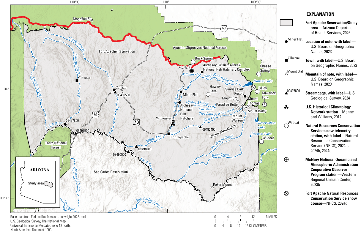 Study area is located in the east-central part of Arizona.