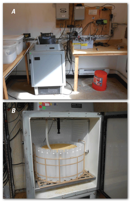 Images of the inside of a sampling station shelter containing a peristaltic-pump-based
                           autosampler.