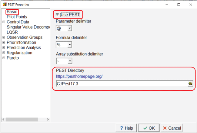 Dialog box with directory pane, four dropdown lists, and 'Help,' 'Okay,' and 'Cancel'
                        buttons.