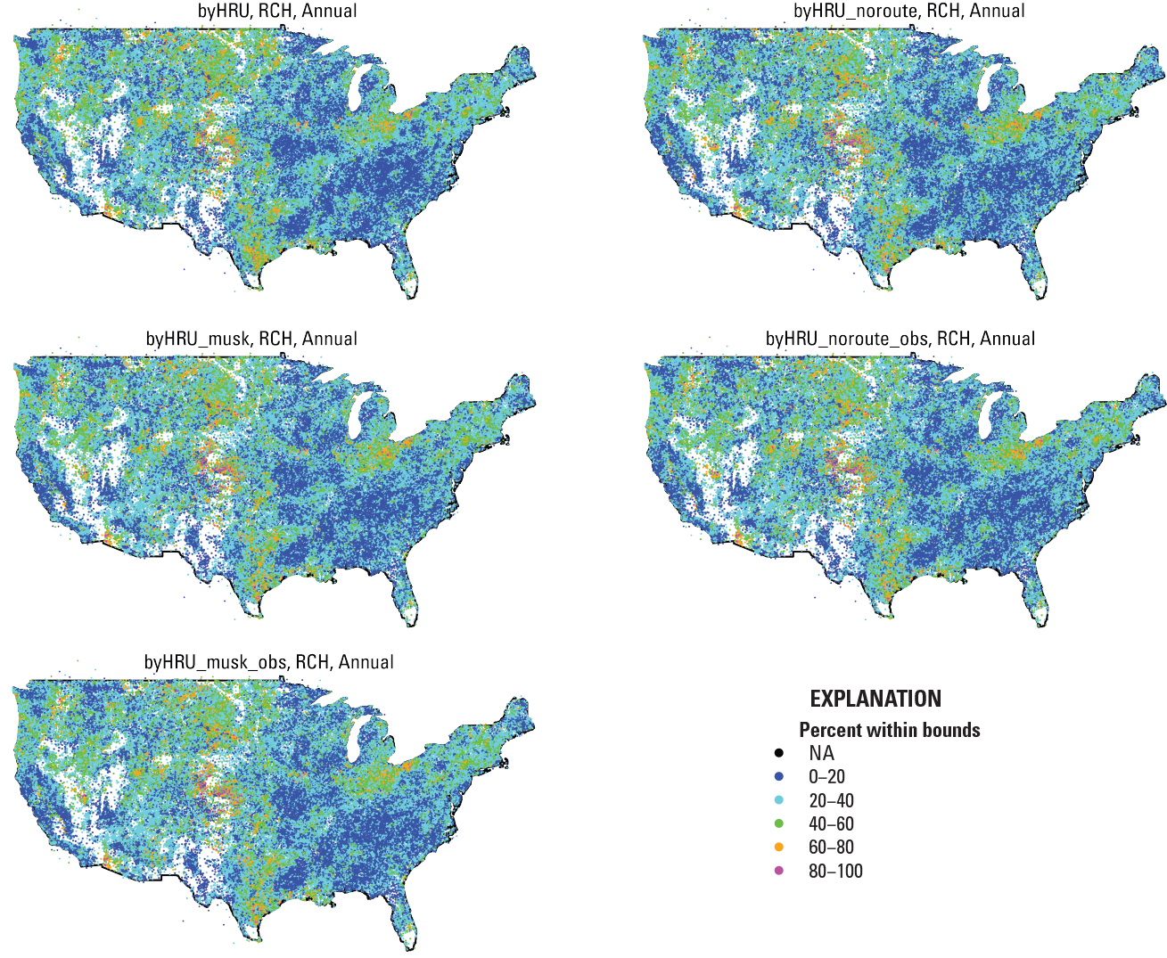 The annual maps show a better measured baseline fit with greater accuracy in the western
                        half of the United States than in the eastern half