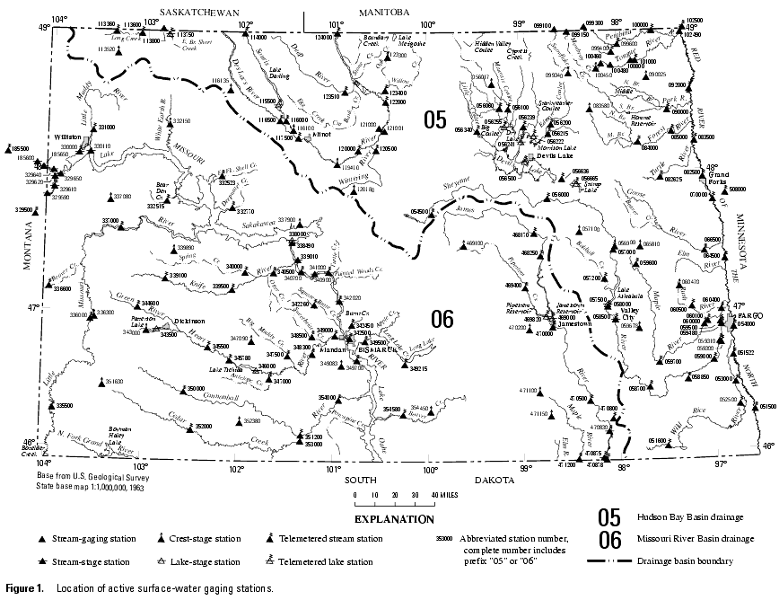 Map showing location of active surface-water gaging stations