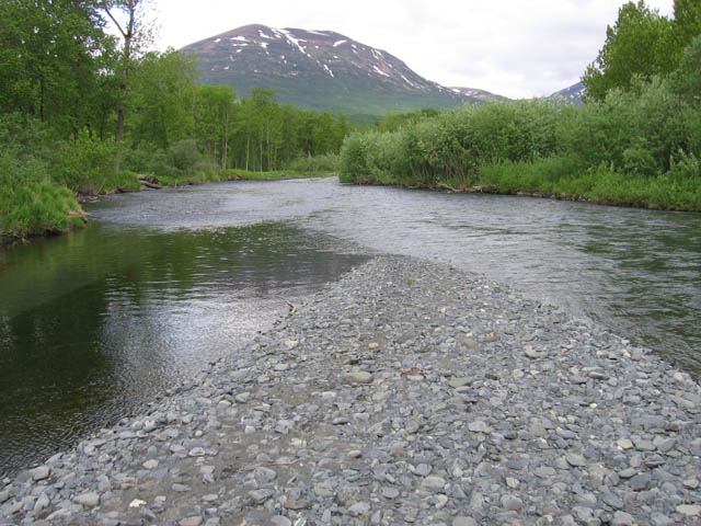 photo of downstream view of the Terror River at mouth near Kodiak