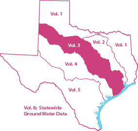 Map of Texas basins with stations included in this volume.