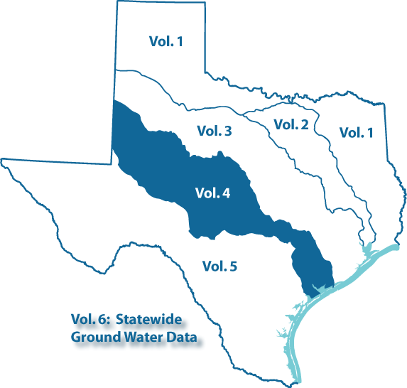 Map of Texas basins with stations included in this volume.