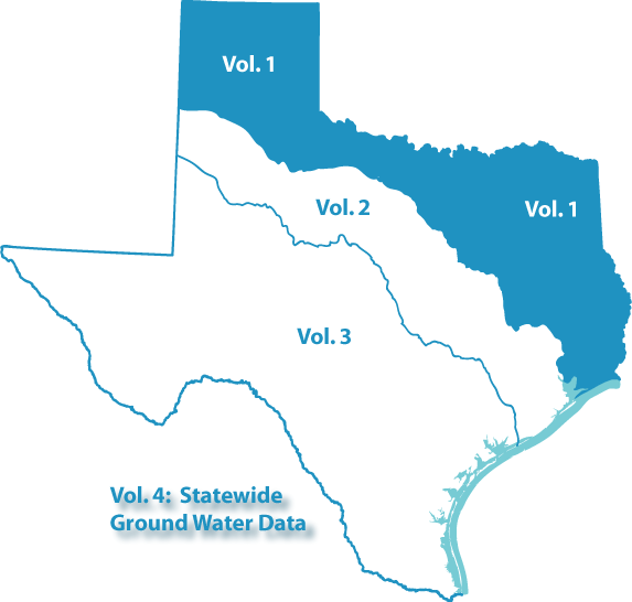 Map of Texas basins with stations included in this volume.