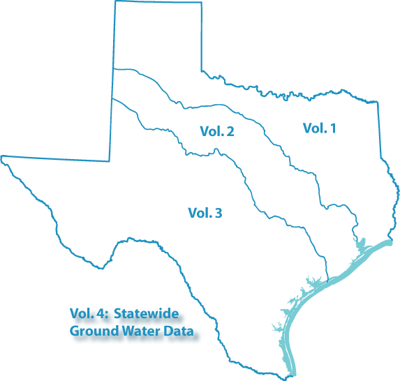 Map of Texas basins with stations included in this volume.