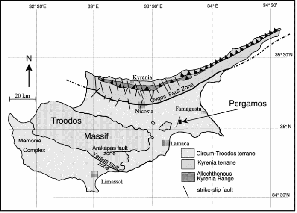 Figure 1. Map showing location of Pergamos, Cyprus.