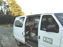Water-quality samples are processed on-site in specially equipped vehicles