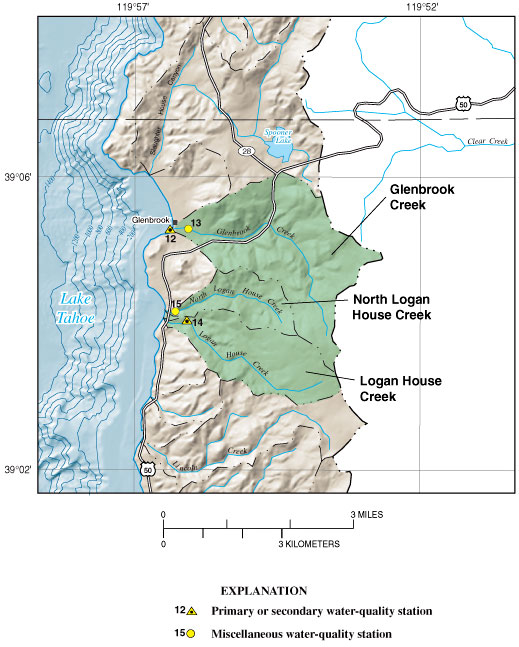 Map showing Glenbrook area, Nev., and LTIMP sampling stations.