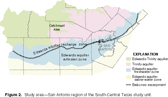 Figure 2. Study area-San Antonio region of the South-Central Texas study unit